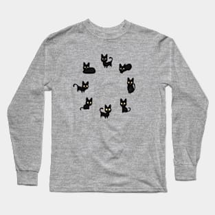 Black Cats Moon Phases Long Sleeve T-Shirt